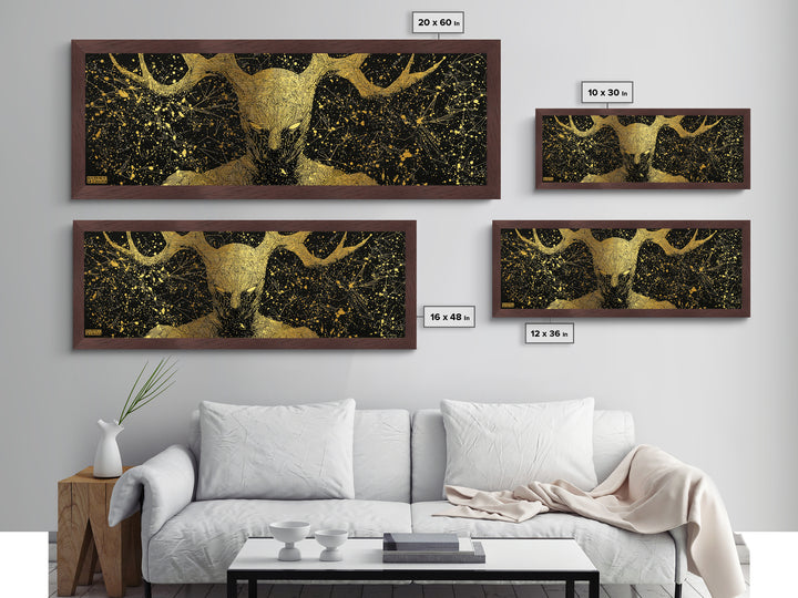 Crius Titan Of Constellations, Mythology Illustration Metallic Gold Metal Print, Greek Titan Wall Art, Real Wood Frame