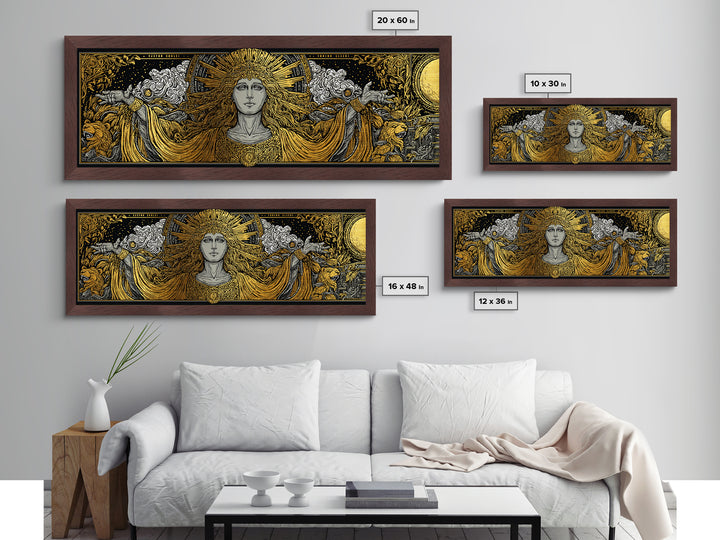 Hera Goddess Metallic Gold Metal Print, Greek Mythology Wall Art, Regal Woman Illustration, Real Wood Frame, Luxury Home Decor