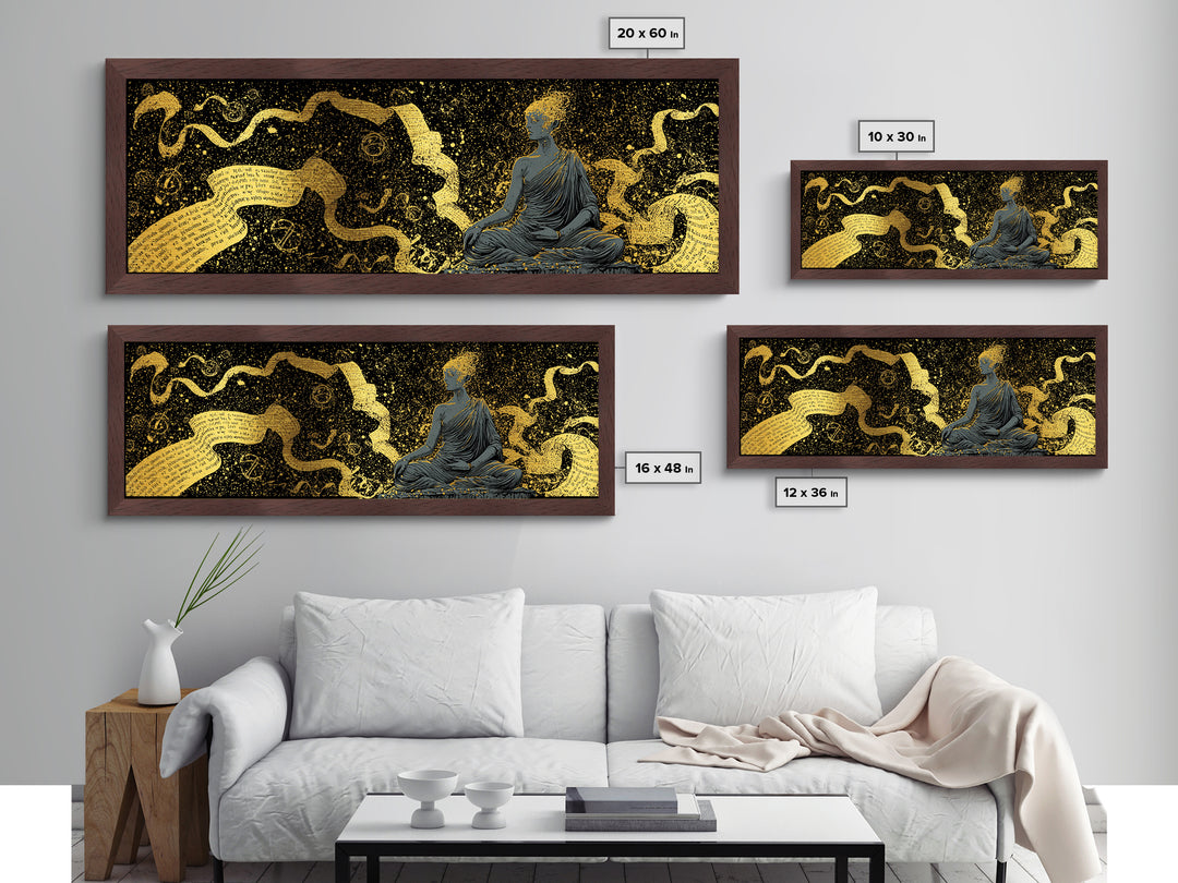 Mnemosyne Goddess Metallic Gold Metal Print, Greek Mythology Wall Art, Muse Mother Illustration, Real Wood Frame, Elegant Statement Decor