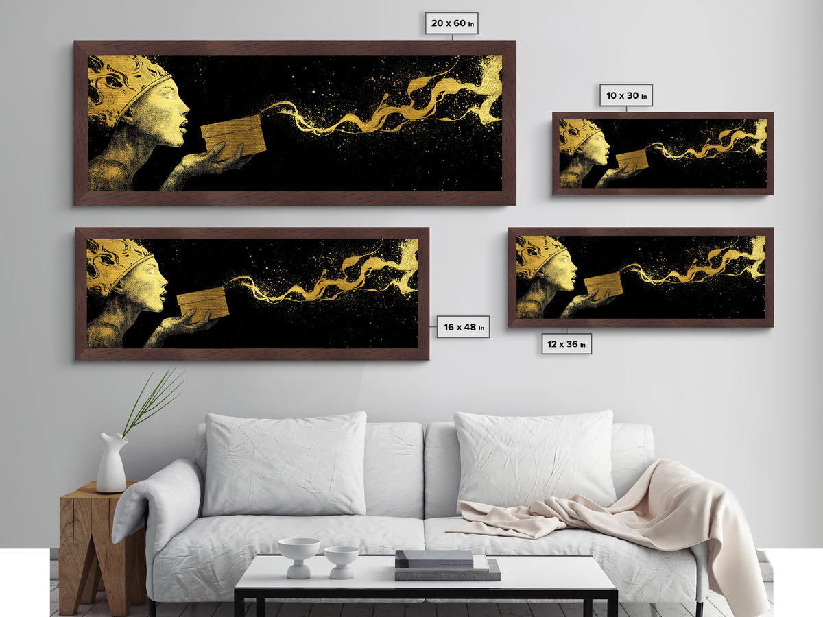 Pandora’s Gift Metallic Gold Metal Print, Mythology Wall Art, Real Wood Framed Print, Luxury Goddess Artwork, Home Decor