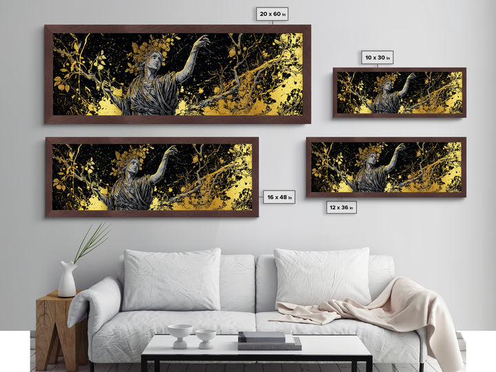 Persephone Harvest Metallic Gold Metal Print, Goddess Wall Art, Real Wood Frame, Mythology Artwork For Home Or Office
