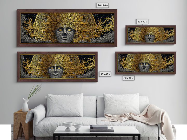 Prometheus God Metallic Gold Art, Mythology Inspired Wall Print, Real Wood Frame Metal Print, Regal Decor Statement Piece