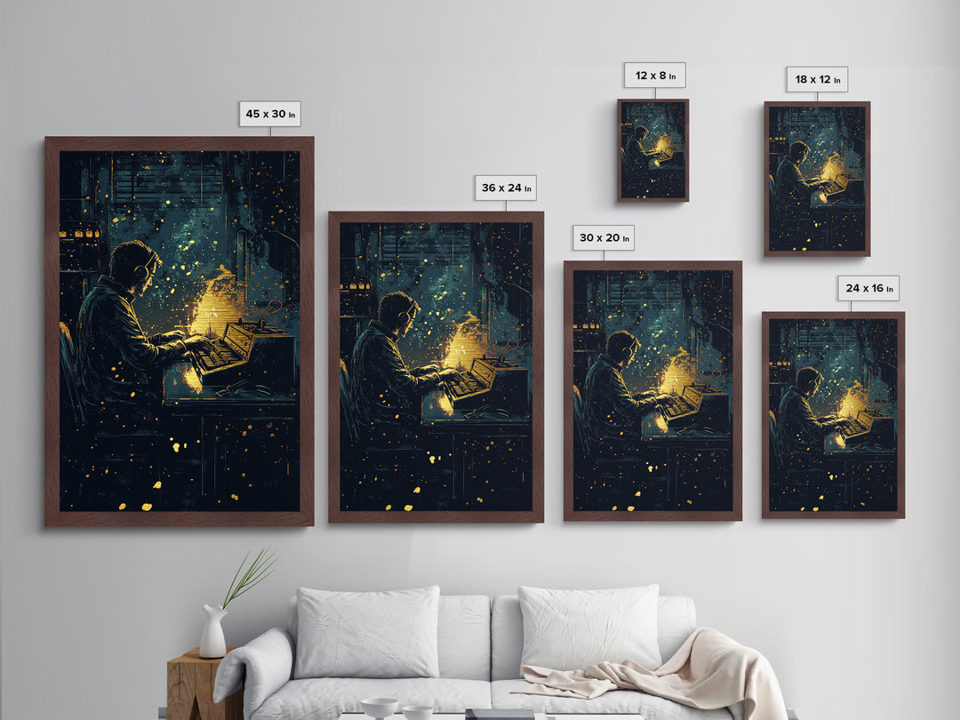 Haunted Musician Metallic Gold Art | Spooky Candlelight Halloween Wall Decor | Metal Art with Real Wood Frame
