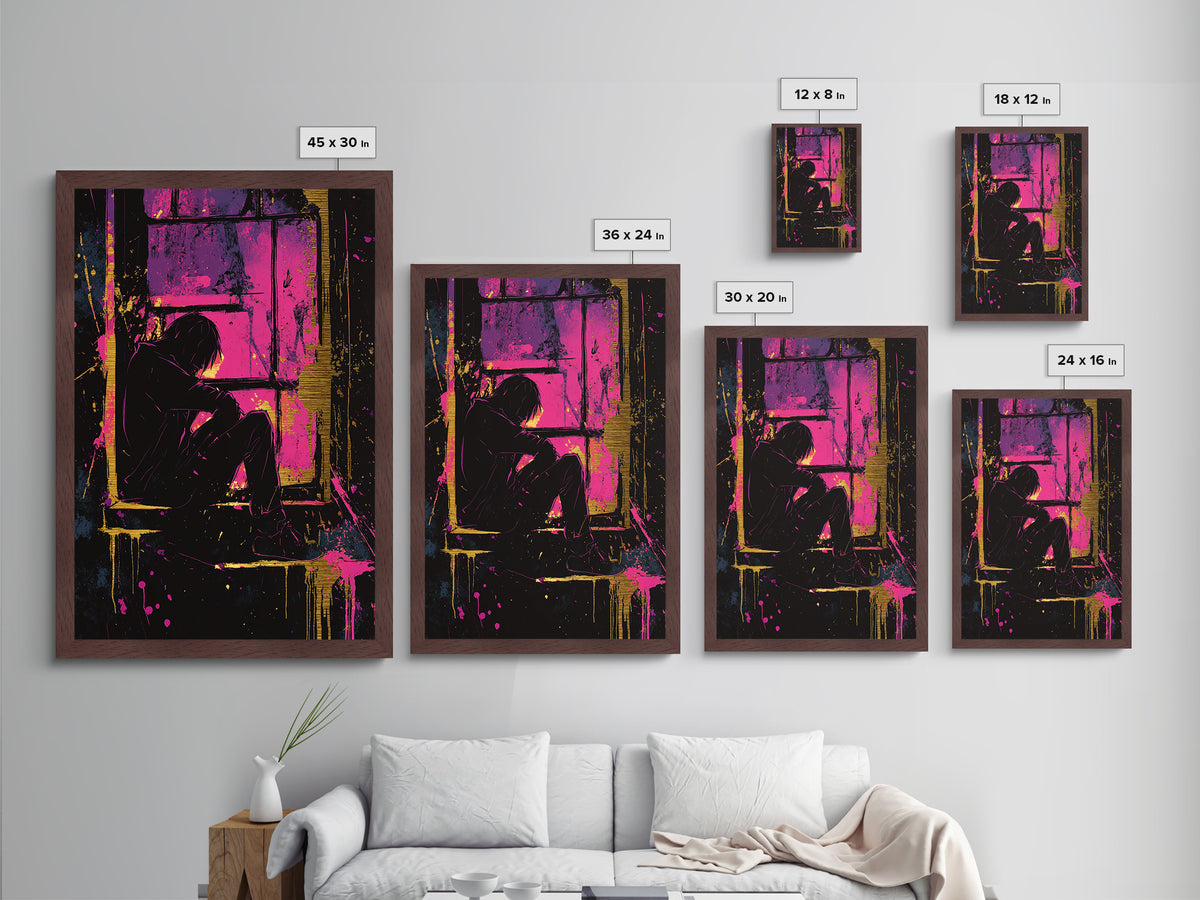 Haunted Window Silhouette, Spooky Season Metallic Gold Art, Vibrant Gothic Metal Art In Wooden Frame For Halloween Décor