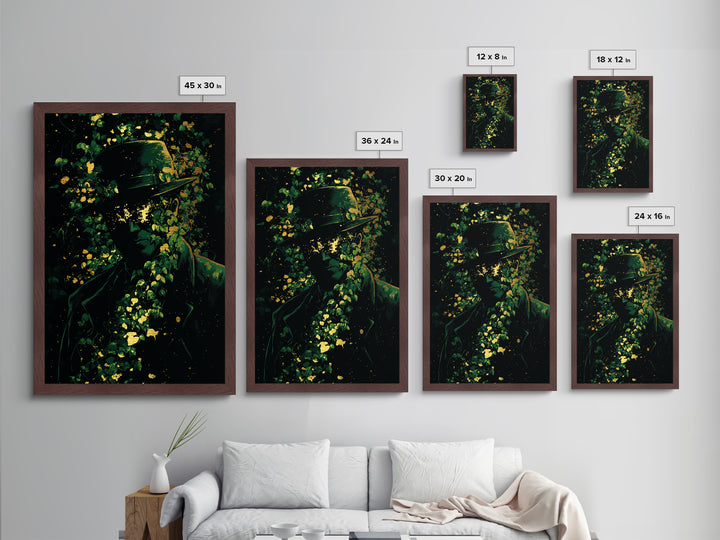 Mystical Haunted Garden Metallic Gold Art Metal Art | Spooky Halloween Wall Print in Real Wood Framed Design Gothic Horror Decor