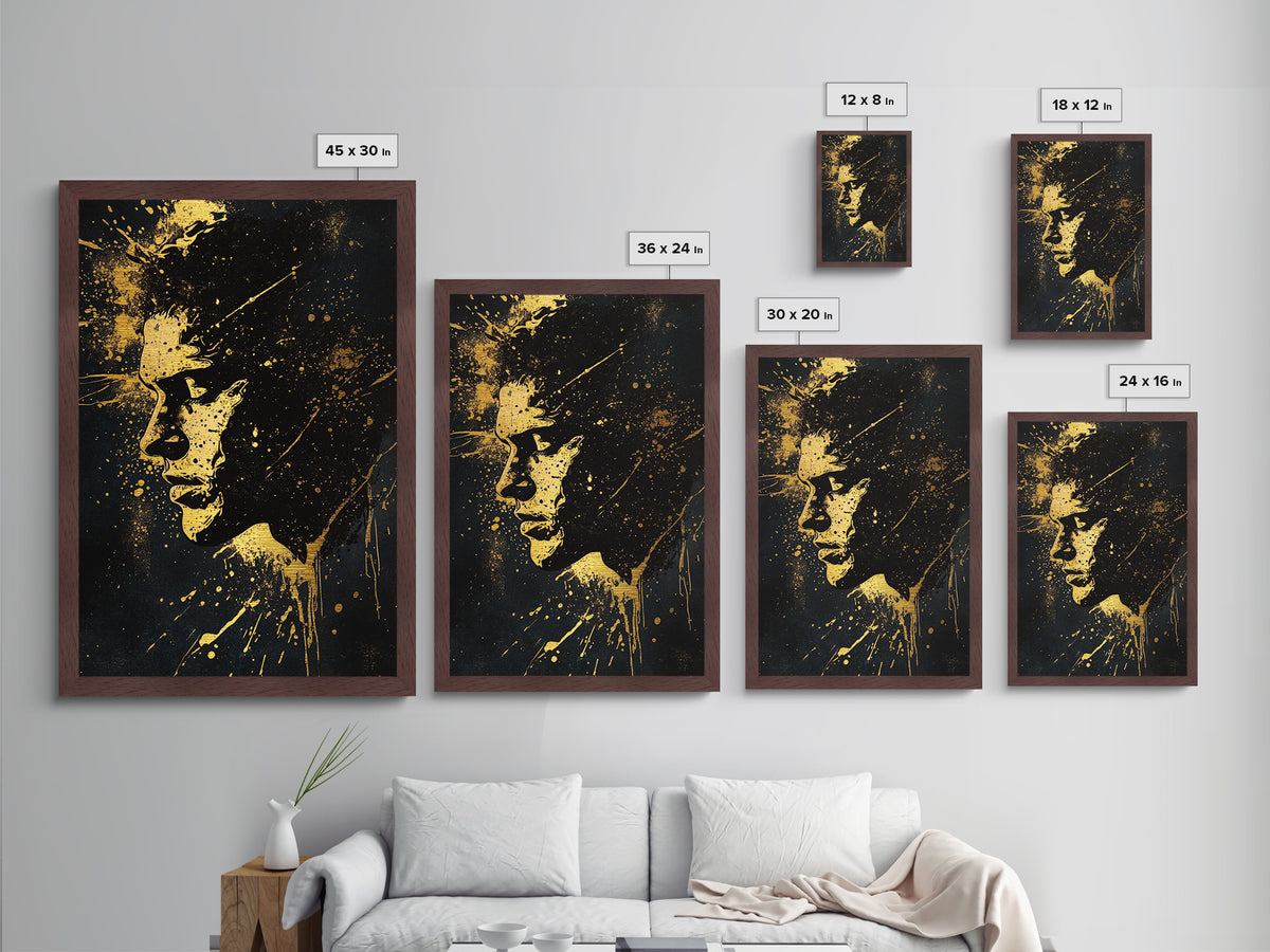 Witchy Woman Silhouette Metallic Gold Art | Enchanted Halloween Metal Art with Real Wood Frame for Spooky Season Wall Decor