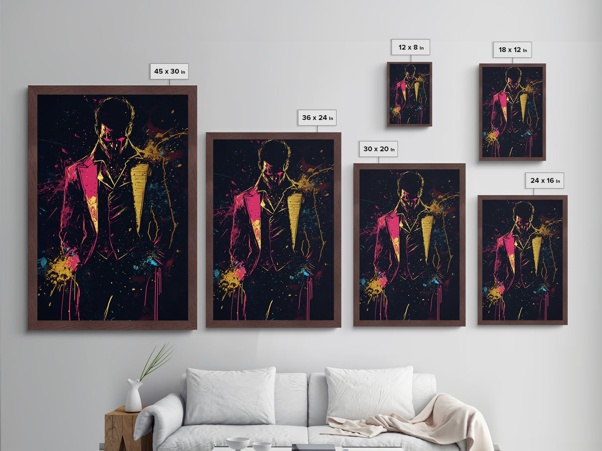Metallic Gold Art Gothic Gentleman Wall Decor | Spooky Halloween Metal Art with Real Wood Frame | Dark Elegant Haunted Home Accent