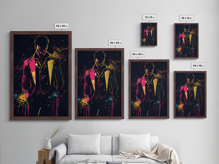 Metallic Gold Art Gothic Gentleman Wall Decor | Spooky Halloween Metal Art with Real Wood Frame | Dark Elegant Haunted Home Accent
