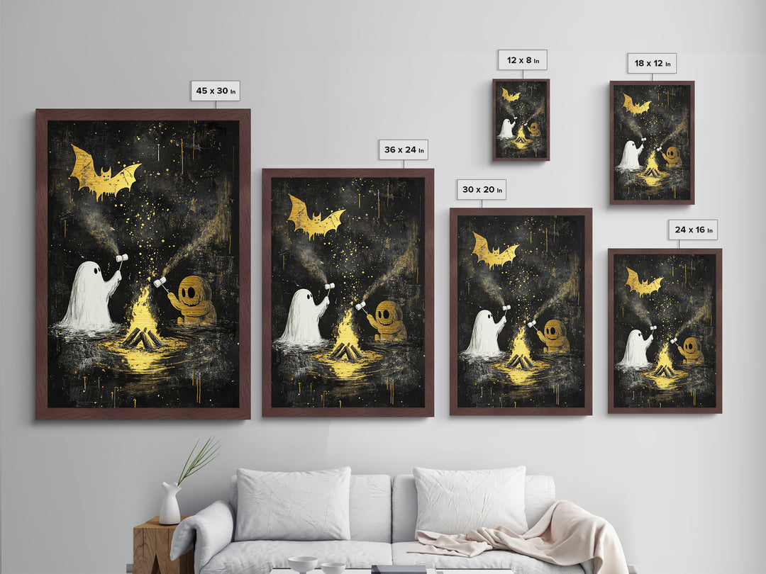 Abstract Black and Gold Woman’s Face, Witchy Metallic Gold Art, Spooky Season Metal Art with Real Wood Frame for Decor