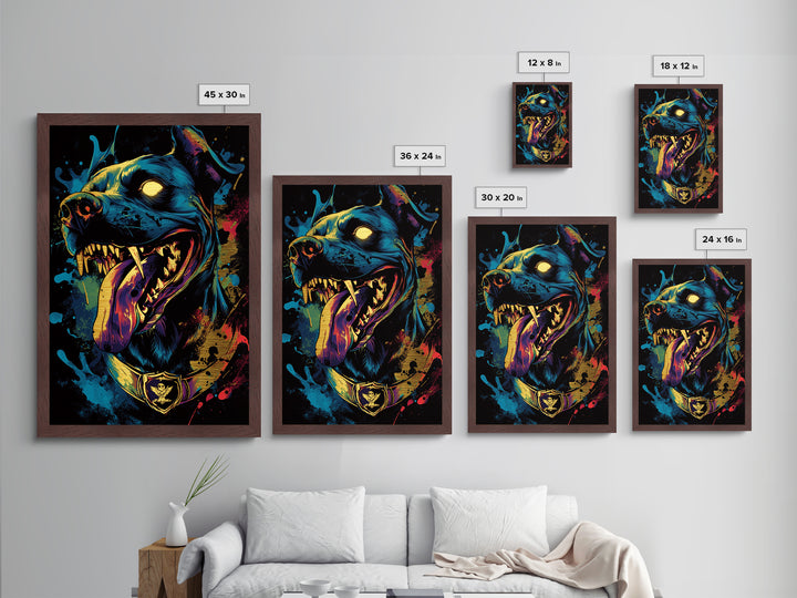 Hellhound Portrait Metallic Gold Art Metal Art Gothic Halloween Creepy Wall Art framed in real wood handmade spooky décor accent