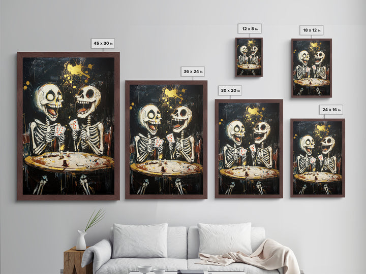 Dark Librarian Metallic Gold Art Metal Art, Creepy Halloween Painting with Real Wood Frame for Haunted Gothic Home