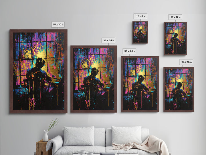 Creepy Halloween Silhouette Metallic Gold Art | Haunted Horror Metal Art Spooky Season Decor | Real Wood Frame Display