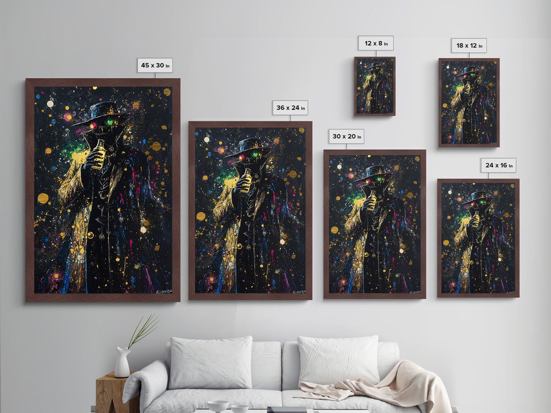 Spooky Alchemist Halloween Metallic Gold Art | Creepy Horror Metal Art Potion Artwork | Framed In Real Wood For Haunted Vibes