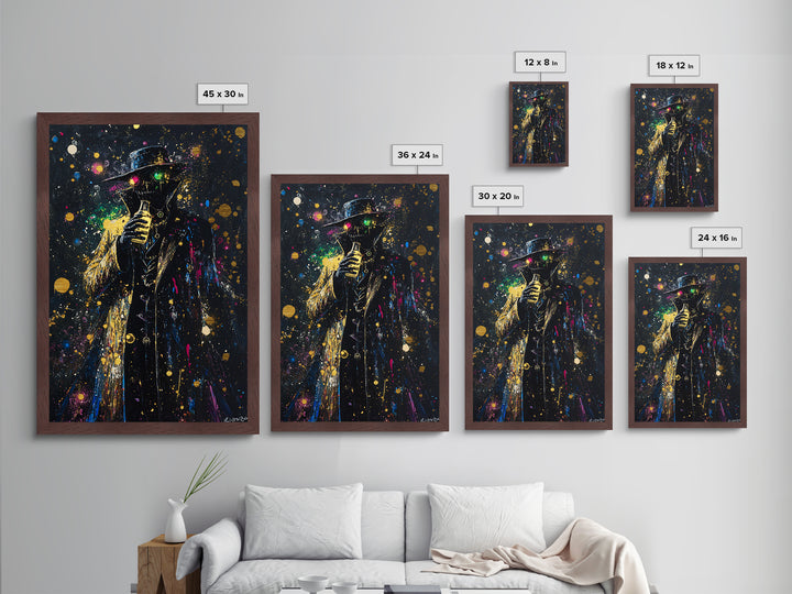 Spooky Alchemist Halloween Metallic Gold Art | Creepy Horror Metal Art Potion Artwork | Framed In Real Wood For Haunted Vibes