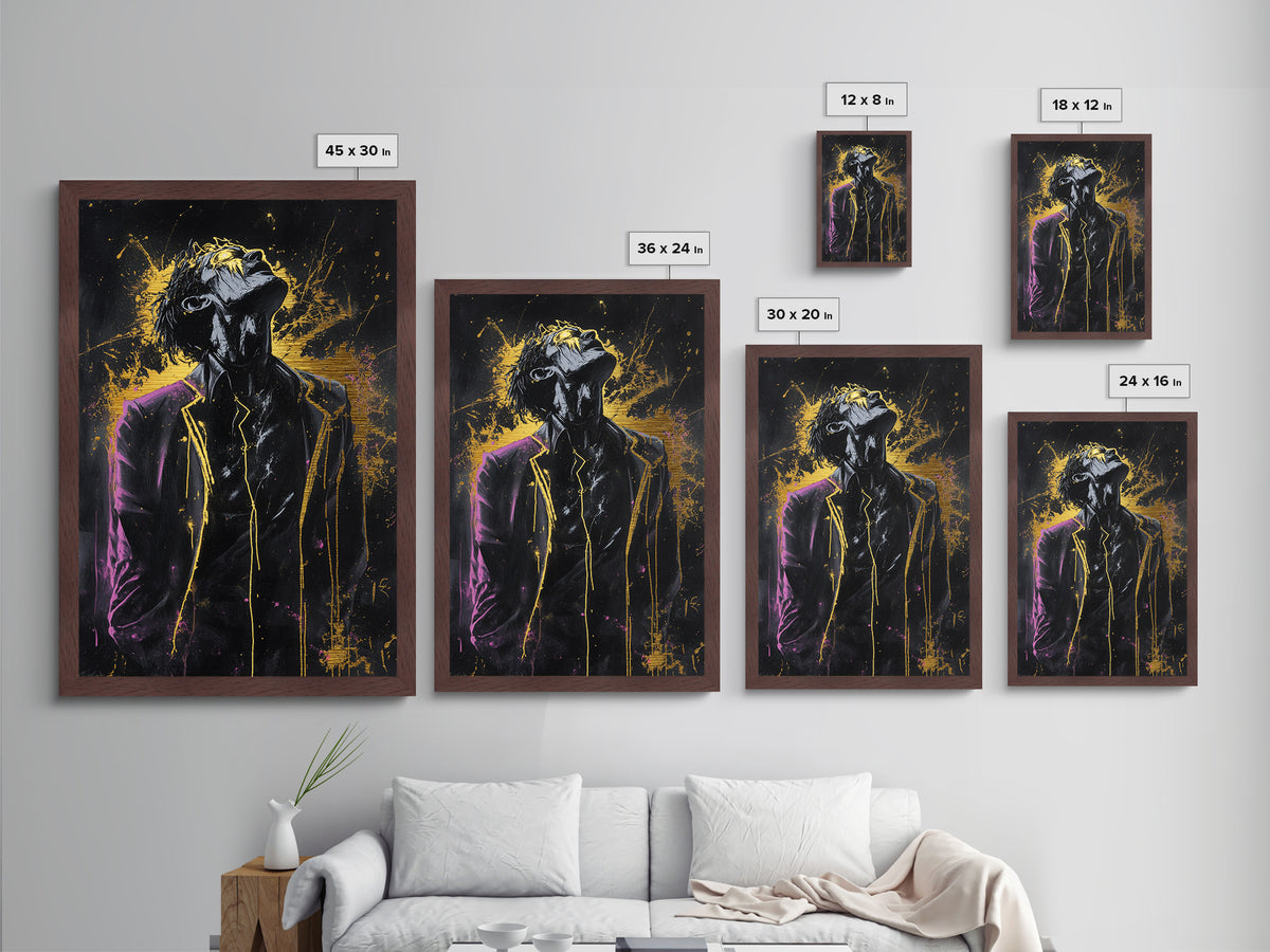 Creepy Horror Portrait Metallic Gold Art, Spooky Season Metal Art on Real Wood Frame, Haunted Gothic Halloween Wall Art