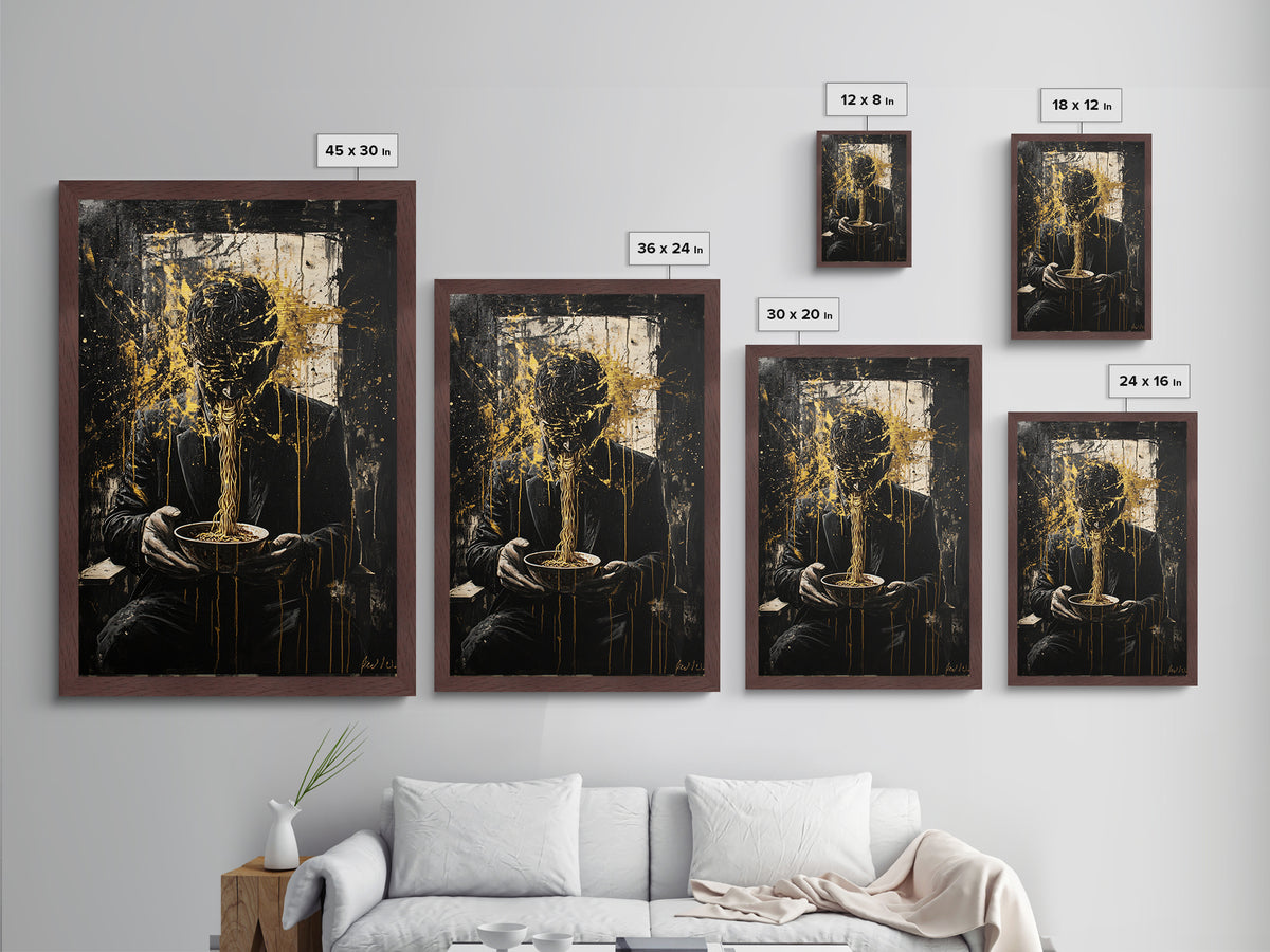 Haunted Spirit Explosion Metallic Gold Art, Creepy Horror Season Metal Art on Black Canvas with Real Wood Frame for Halloween