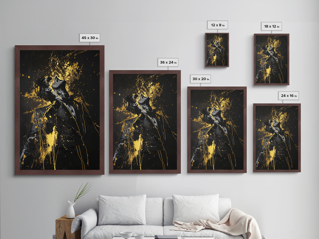 Screaming Woman Metallic Gold Art, Horror Gothic Metal Art with Real Wood Frame, Spooky Halloween Haunted Season Wall Piece