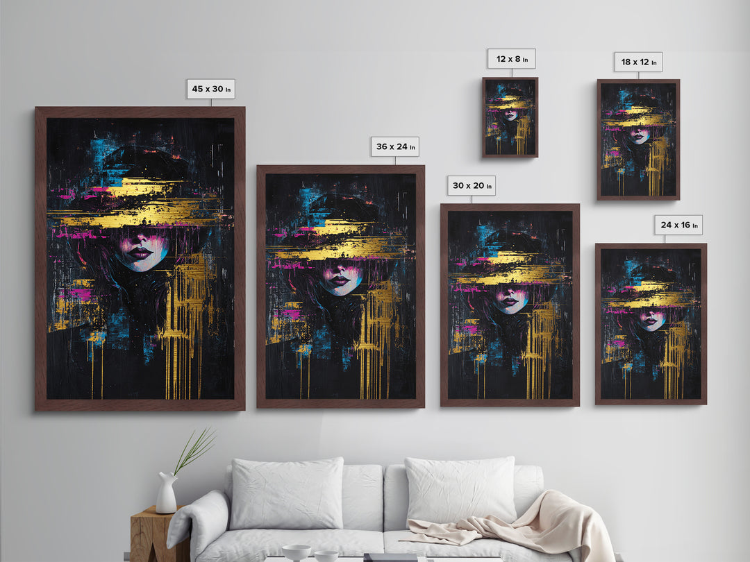 Cyberpunk Witch Portrait, Metallic Gold Art, Halloween Decor, Witchy Decor