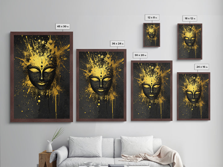 Goddess Face Metallic Gold Metal Print, Spiritual Wall Decor, Sacred Feminine Art, Real Wood Framed Modern Gold Artwork