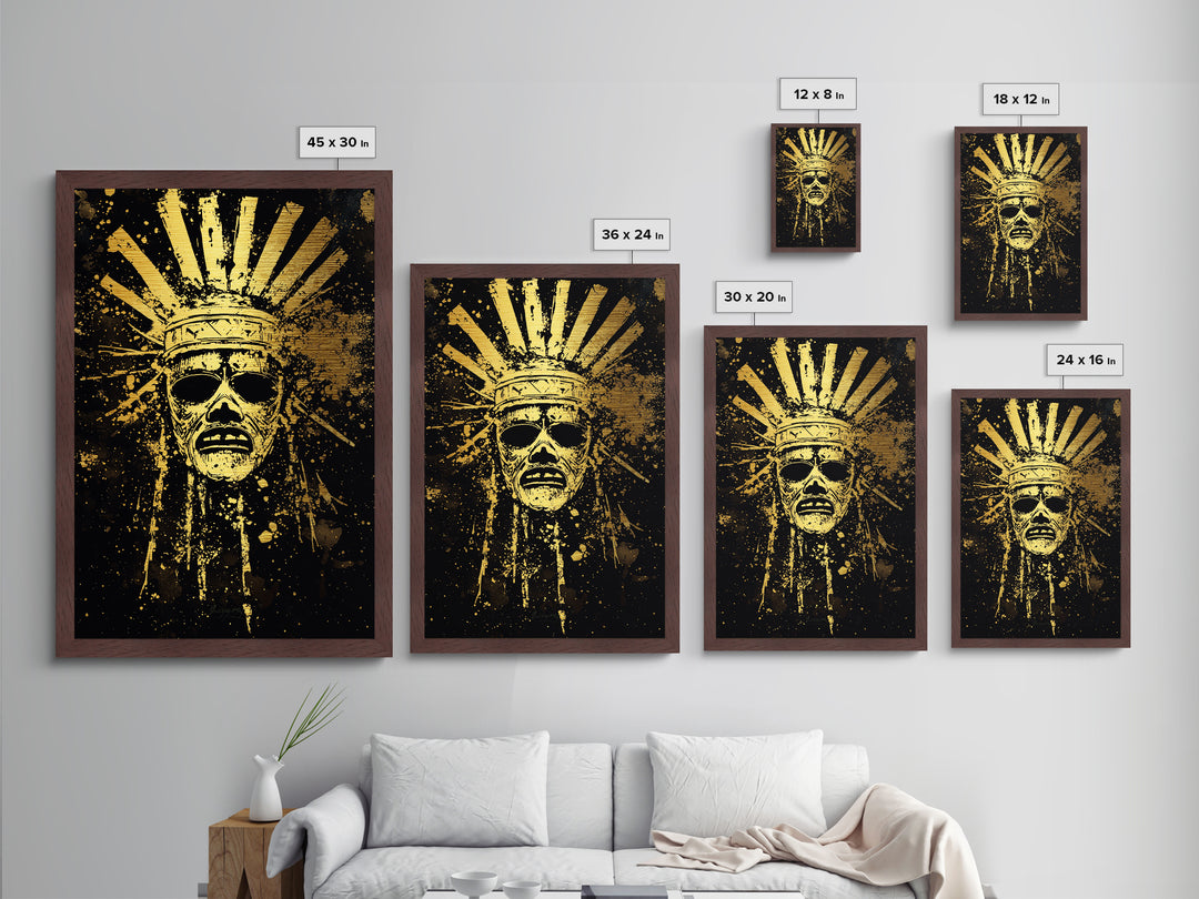 African Goddess Splatter Portrait, Metallic Gold Metal Print, Cultural Wall Art, Real Wood Frame, Bold Feminine Artwork