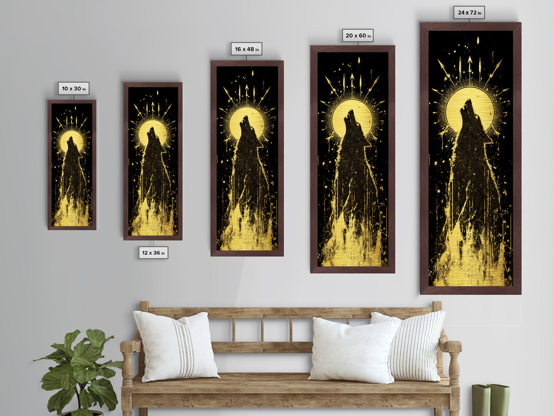 Wolf Howl Metal Art, Metallic Gold Art, Lone Wolf Decor, Man Cave Office Wall Art, Golden Metal Art