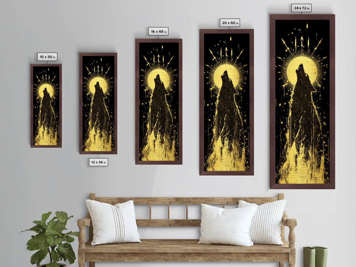 Wolf Howl Metal Art, Metallic Gold Art, Lone Wolf Decor, Man Cave Office Wall Art, Golden Metal Art