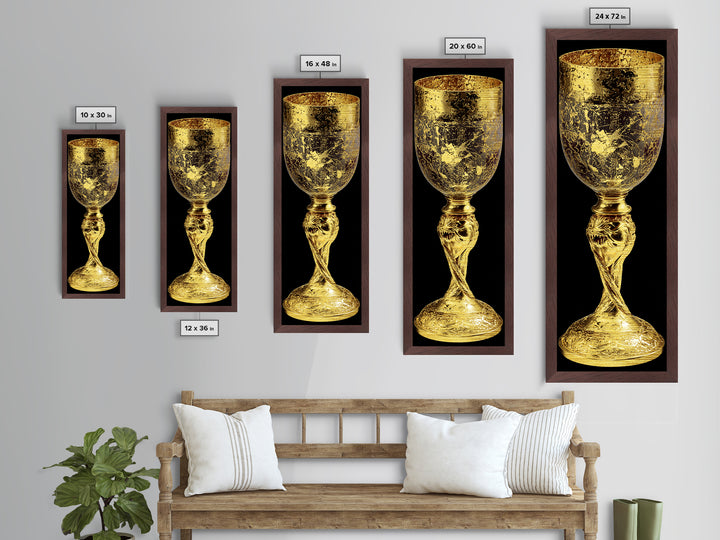 Golden Chalice Metal Art Print, Wood Framed Metal Art, Nordic Wall Art, Metallic Gold Art Print