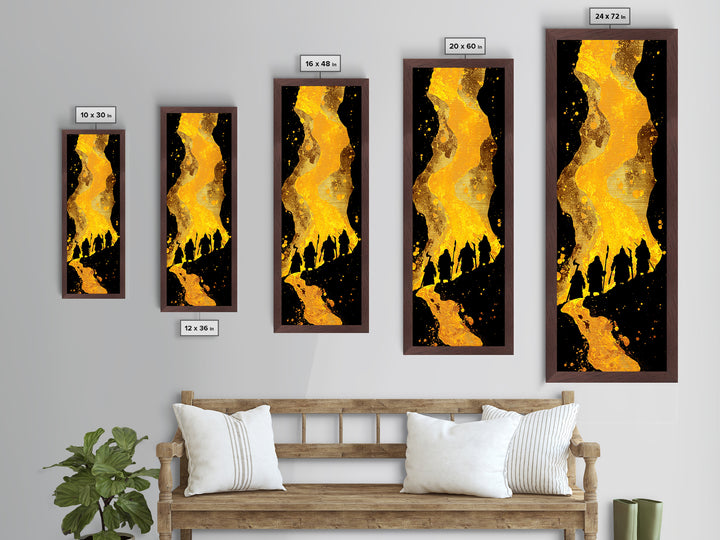 Nordic Einherjar Warriors Metallic Gold Art, Viking Metal Art for Mythology Lovers, Office Art or Dad Gift, Bold Statement Piece in Solid Wood Frame
