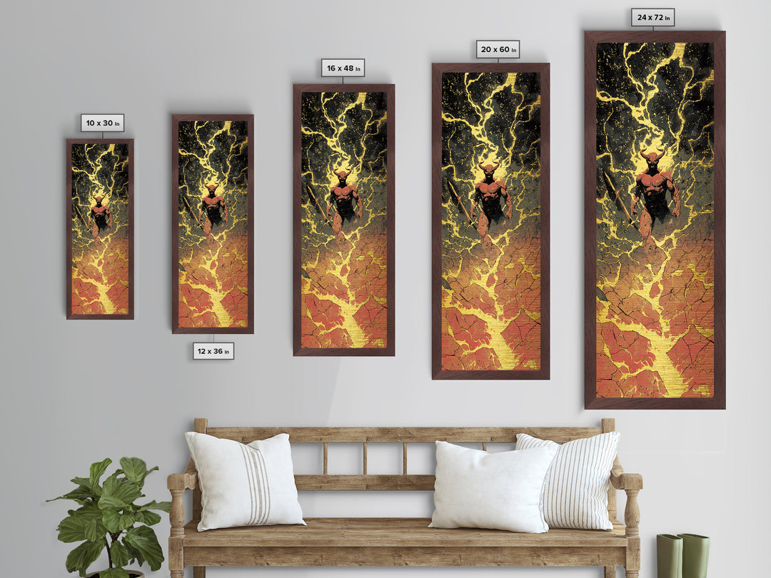 Surtur Metallic Gold Art, Viking Metal Art Norse Fire Giant Mythology Decor, Bold Man Cave or Office Wall Hanging in Real Wood Frame