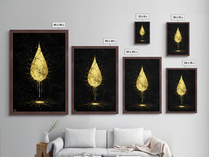 Nordic Mythology Gold Drop Painting Metallic Gold Art Metal Art Norse Symbolism Office or Dad Gift framed in wood
