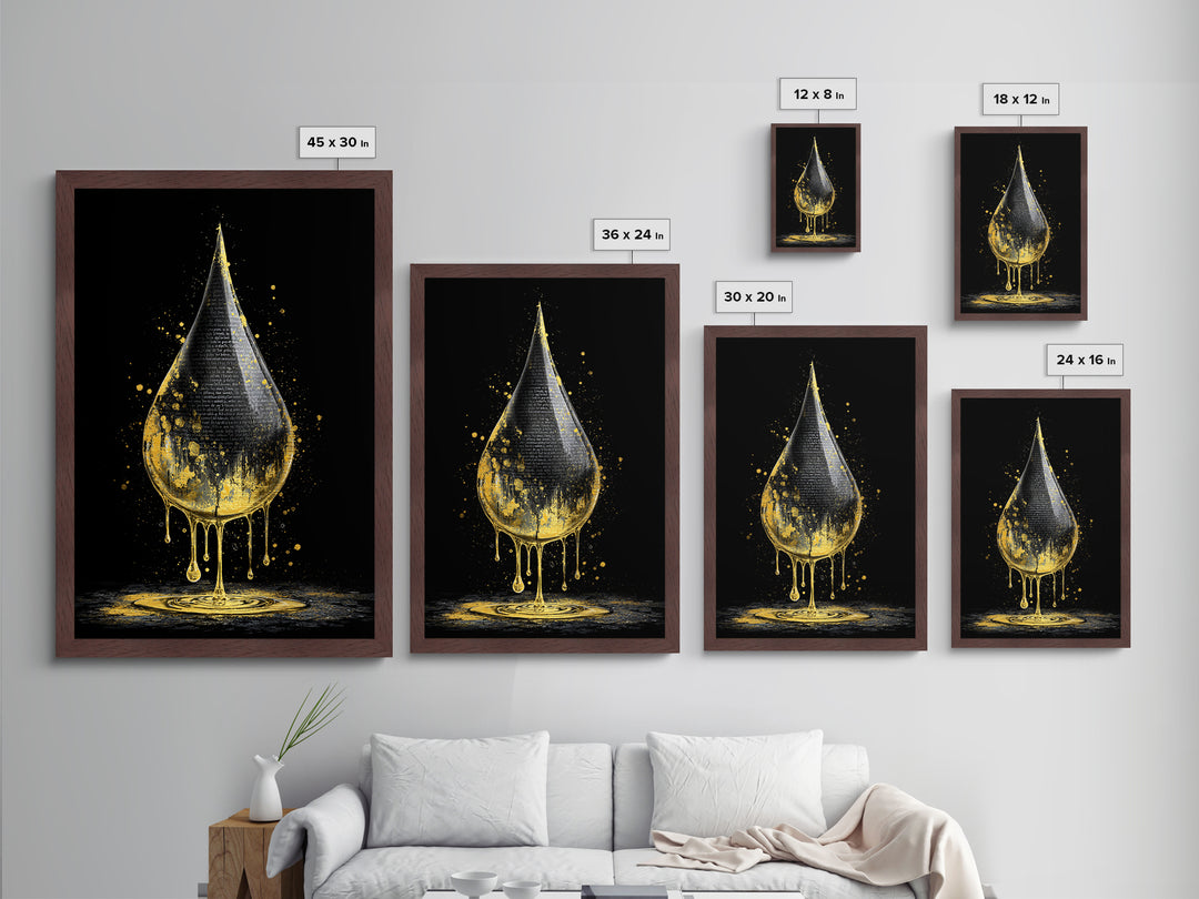 Metal Art Metallic Gold Art Viking Drop of Life Nordic Symbol Office Wall Decor Man Cave Gift framed in natural wood