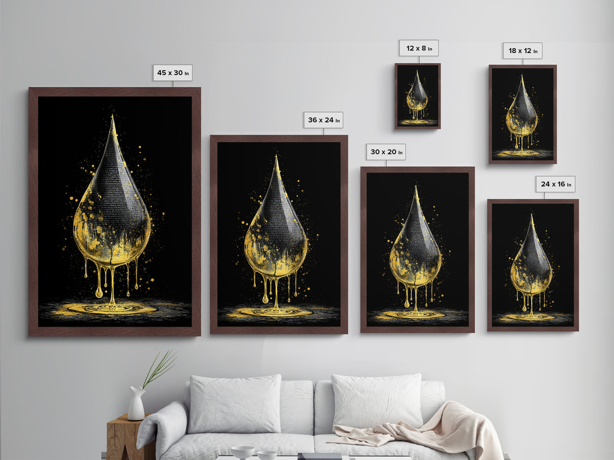 Metal Art Metallic Gold Art Viking Drop of Life Nordic Symbol Office Wall Decor Man Cave Gift framed in natural wood