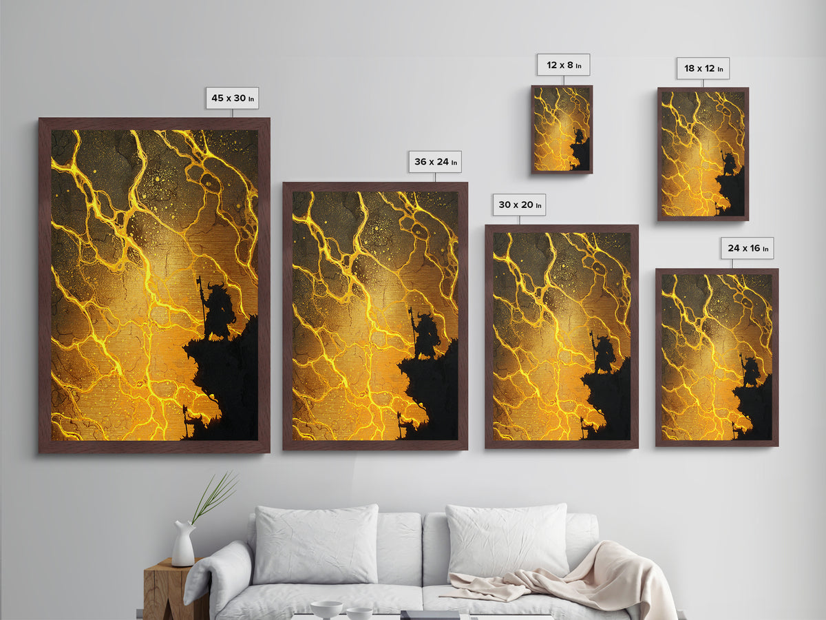 Norse Warrior Silhouette Metallic Gold Art Metal Art Viking Mythology Battle Scene Wall Decor, Office or Man Cave in real wood