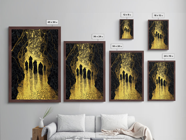 Council of Gods Metallic Gold Art Metal Art Norse Mythology Wall Decor, Odin and Aesir Office or Man Cave Wall Art framed in wood