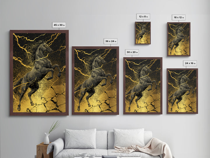 Nordic Sleipnir Horse of Odin Metal Art Metallic Gold Art Wall Decor Dad Gift Mythology Office Art with handcrafted wood frame