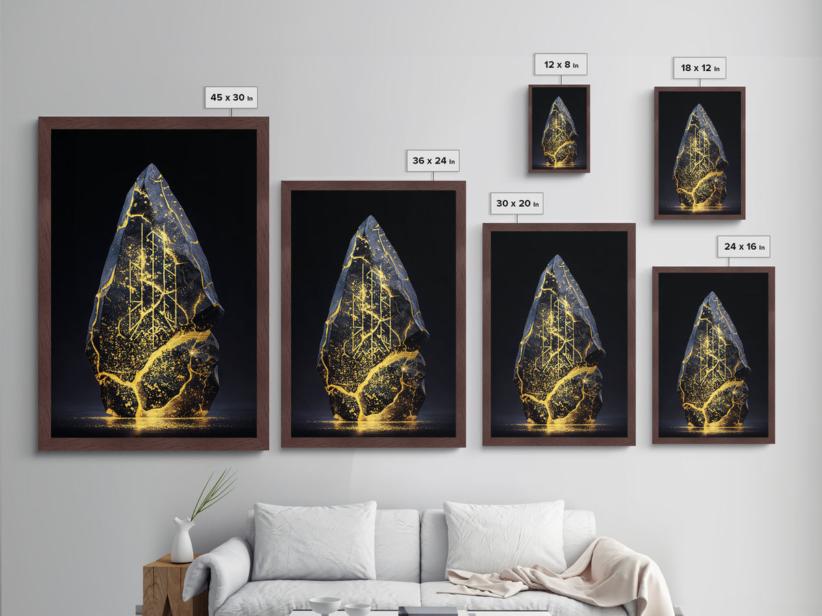Longship Under the Stars Metallic Gold Art, Viking Metal Art Wall Decor, Norse Mythology Inspired framed with real wood detail
