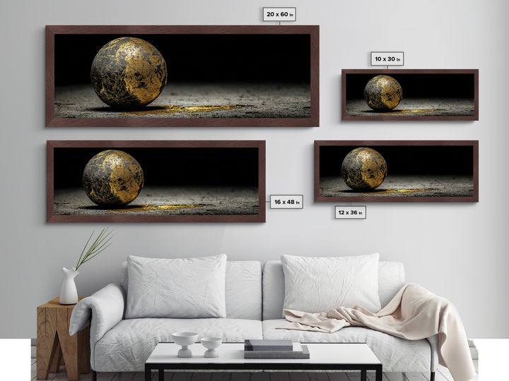 Norse Cosmos Orb Metallic Gold Art Nordic Mythology Metal Art Viking Sphere Decor framed in authentic wood, Unique Dad Gift