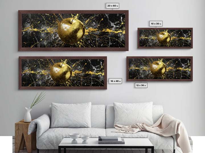 Golden Apple of Idunn Metallic Gold Art, Norse Mythology Metal Art for Office or Dad Gift, Viking Wall Decor in wood frame