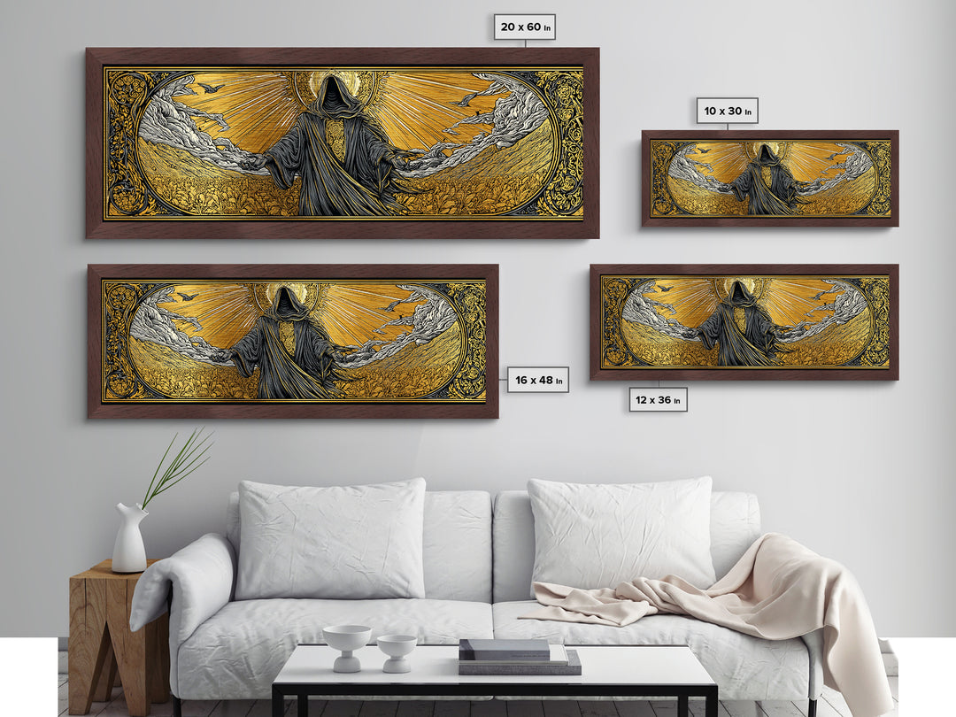 Norse God Baldur Metallic Gold Art Metal Art, Nordic Mythology Office Decor Man Cave Wall Art, with real wood frame