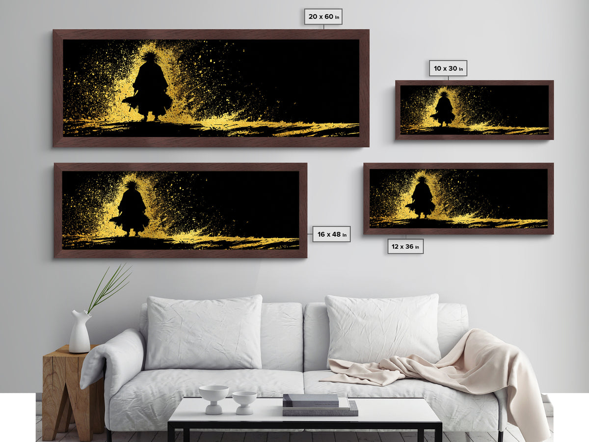 Njord Norse God of the Sea Metallic Gold Art Metal Art – Viking Ocean Wall Art, Nordic Mythology Office Decor, natural wood framed
