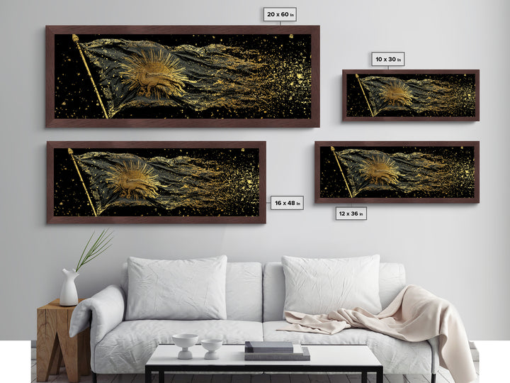 Nordic Battle Scene Metallic Gold Art Metal Art – Norse Mythology Warrior Office Wall Decor Dad Gift, handcrafted real wood frame