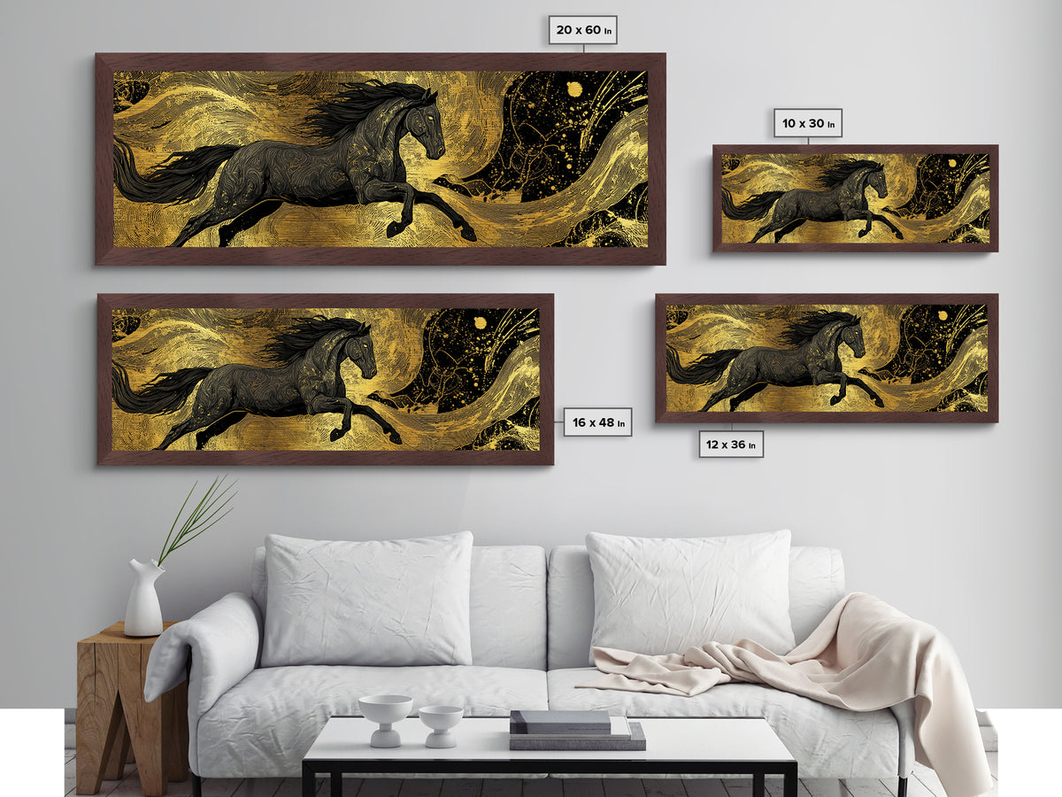 Metallic Gold Art Sköll and Hati Wolves Metal Art | Norse Moon Chasing Myth Wall Art with natural wood frame | Dad Gift Office