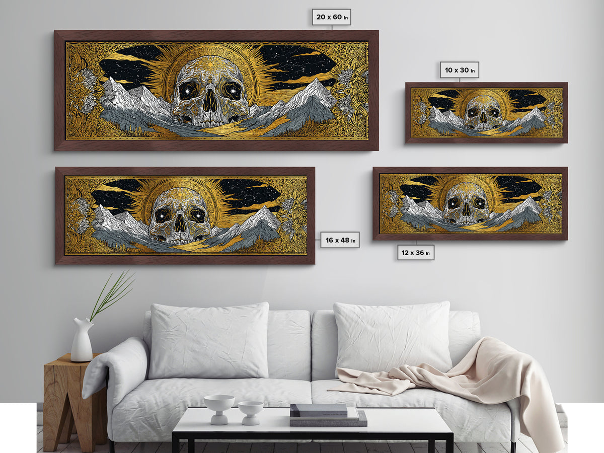 Norse God Ymir Metallic Gold Art, Nordic Mythology Metal Art in Real Wood Frame, Viking Inspired Office Wall Art for Men