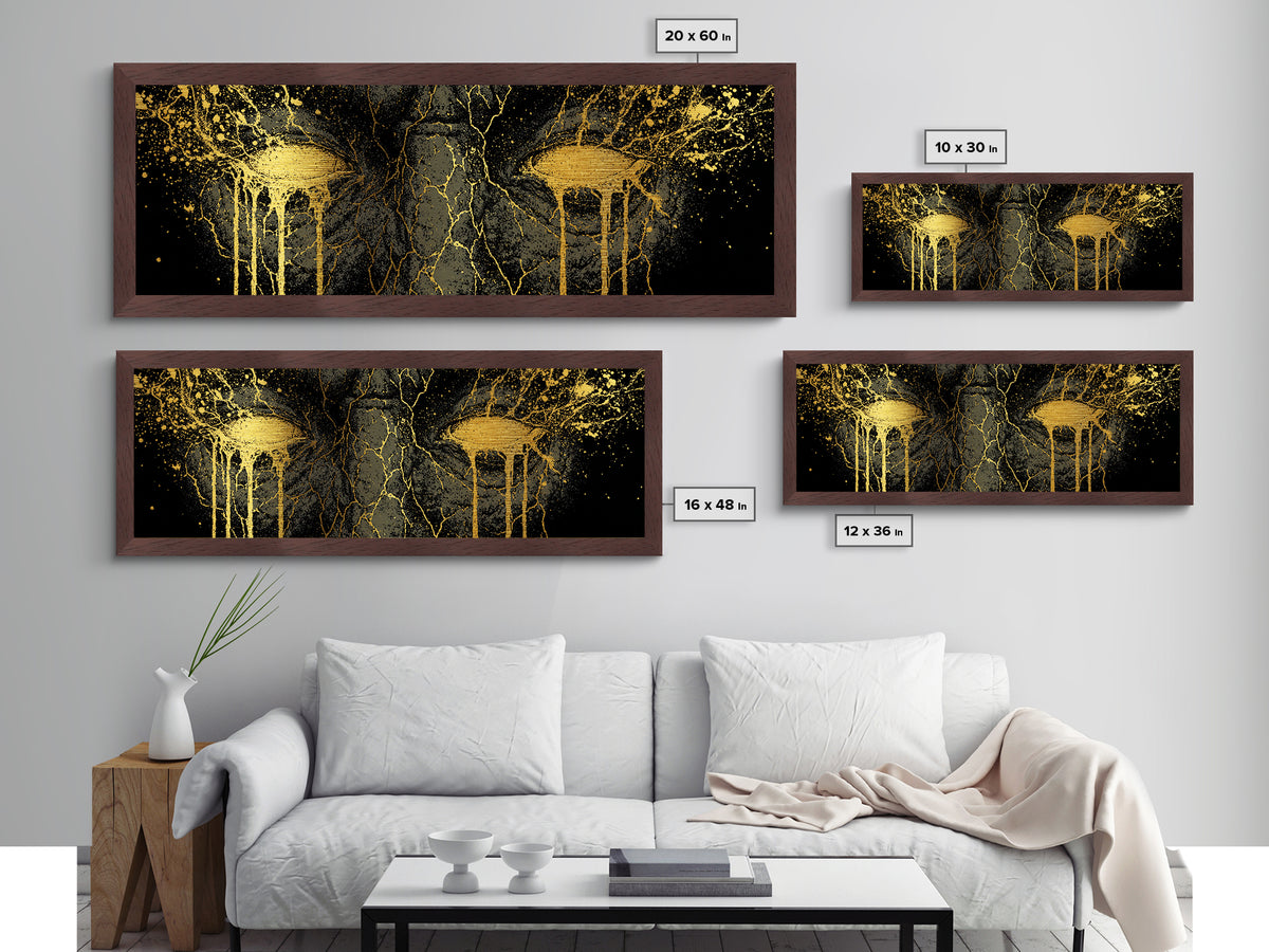 Metallic Gold Art of Ymir Norse Mythology, Nordic Metal Art with Real Wood Frame, Viking Wall Decor Gift for Dad or Husband