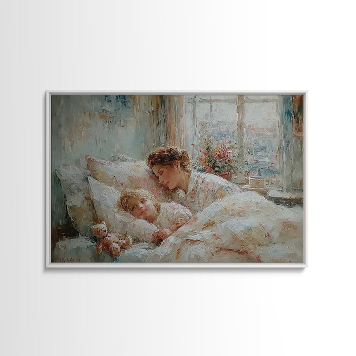 Cozy Mother And Child Bedtime Wall Art, Sweet Dreams Print, Guest Bedroom Decor, Nursery Wall Art, Gift For Mom, Housewarming Gift