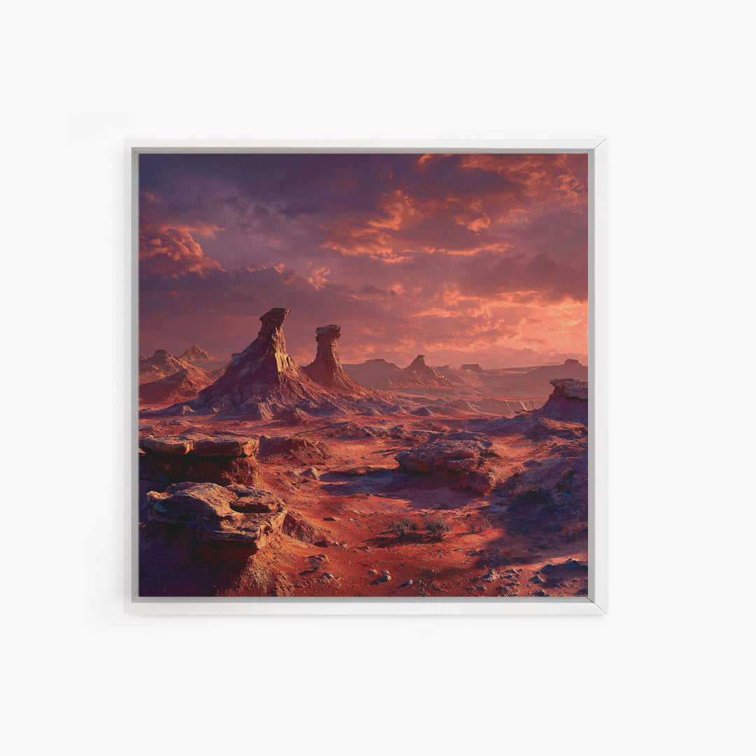 Red Alien Desert Landscape Canvas Print, Surreal Sci Fi Wall Art, Futuristic Fantasy Planet Decor, Statement Artwork For Living Room