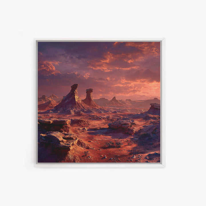 Red Alien Desert Landscape Canvas Print, Surreal Sci Fi Wall Art, Futuristic Fantasy Planet Decor, Statement Artwork For Living Room
