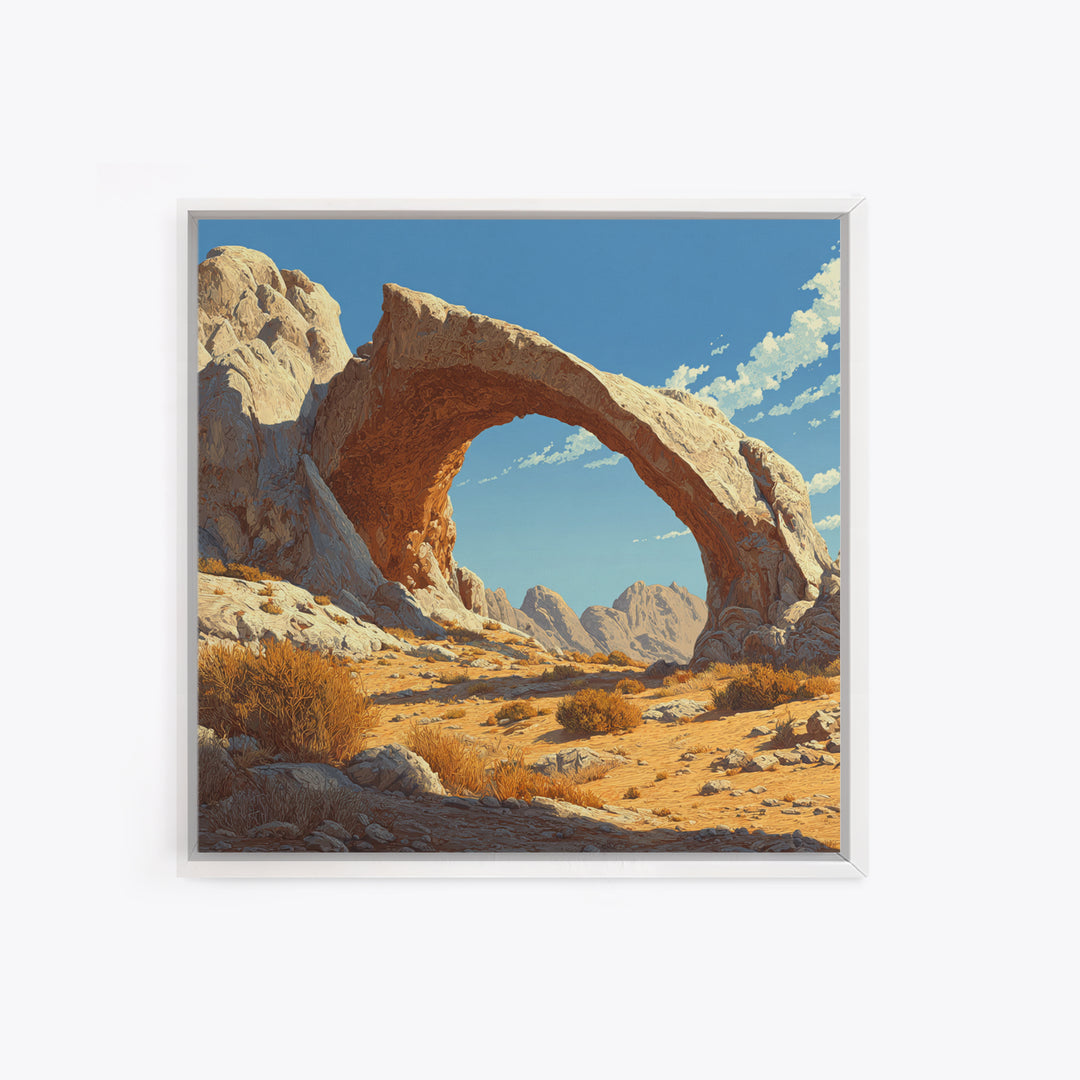 Sandstone Desert Arch Landscape Wall Art, Western Rock Formation Print, Modern Southwest Desert Decor Canvas Print
