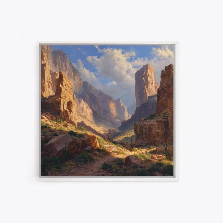 Sunlit Desert Canyon Landscape Wall Art, Western Landscape Canvas Print, Modern Home Decor, Large Living Room Wall Art