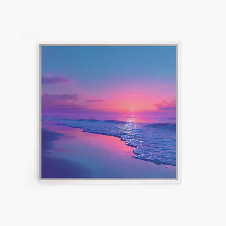 Pastel Pink And Blue Ocean Sunset Beach Landscape Wall Art Coastal Decor Calming Seascape Print For Bedroom Or Living Room